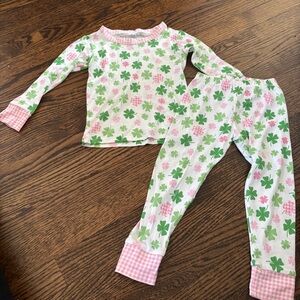 Magnolia Green and Pink Clover Pajama Set 3T